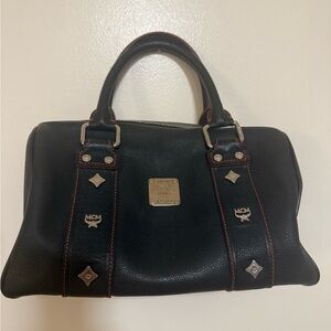 MCM Mini Boston Black Leather Bag